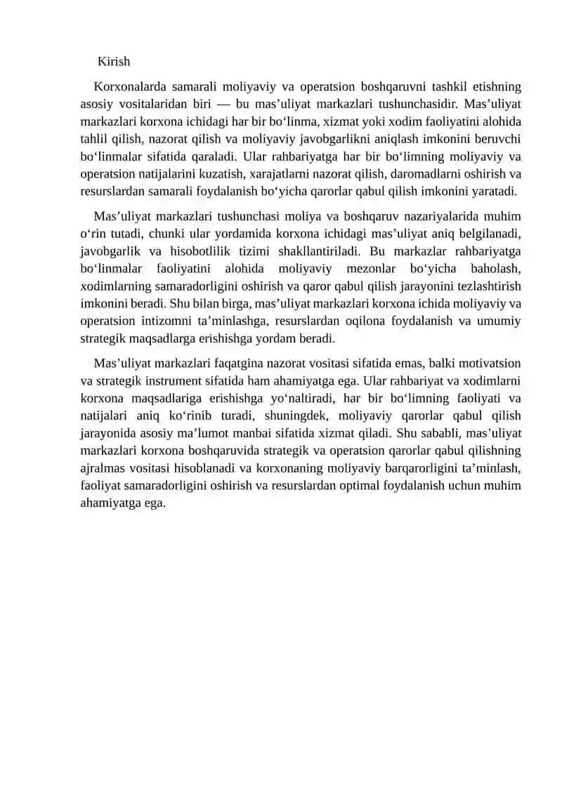 Mas’uliyat markazlari tushunchasi 2