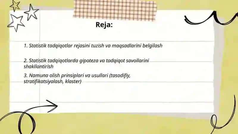 Statistik tadqiqotlarni tashkil etish 2