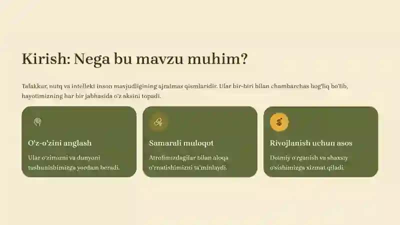 Tafakkur, Nutq va Intellekt: O'zaro aloqa 2