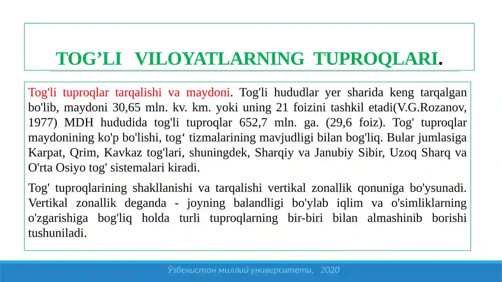 Tog'li viloyatlarınig tuproqlari 2