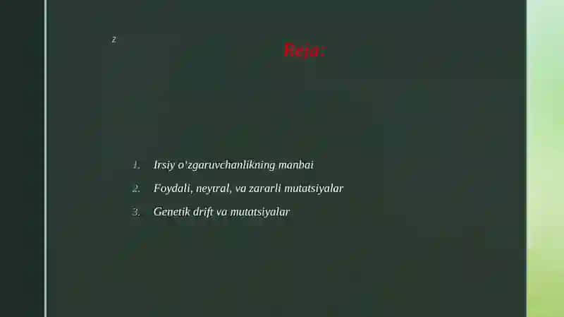 Mutatsiyalarning evolyutsoyadagi ahamyati 2