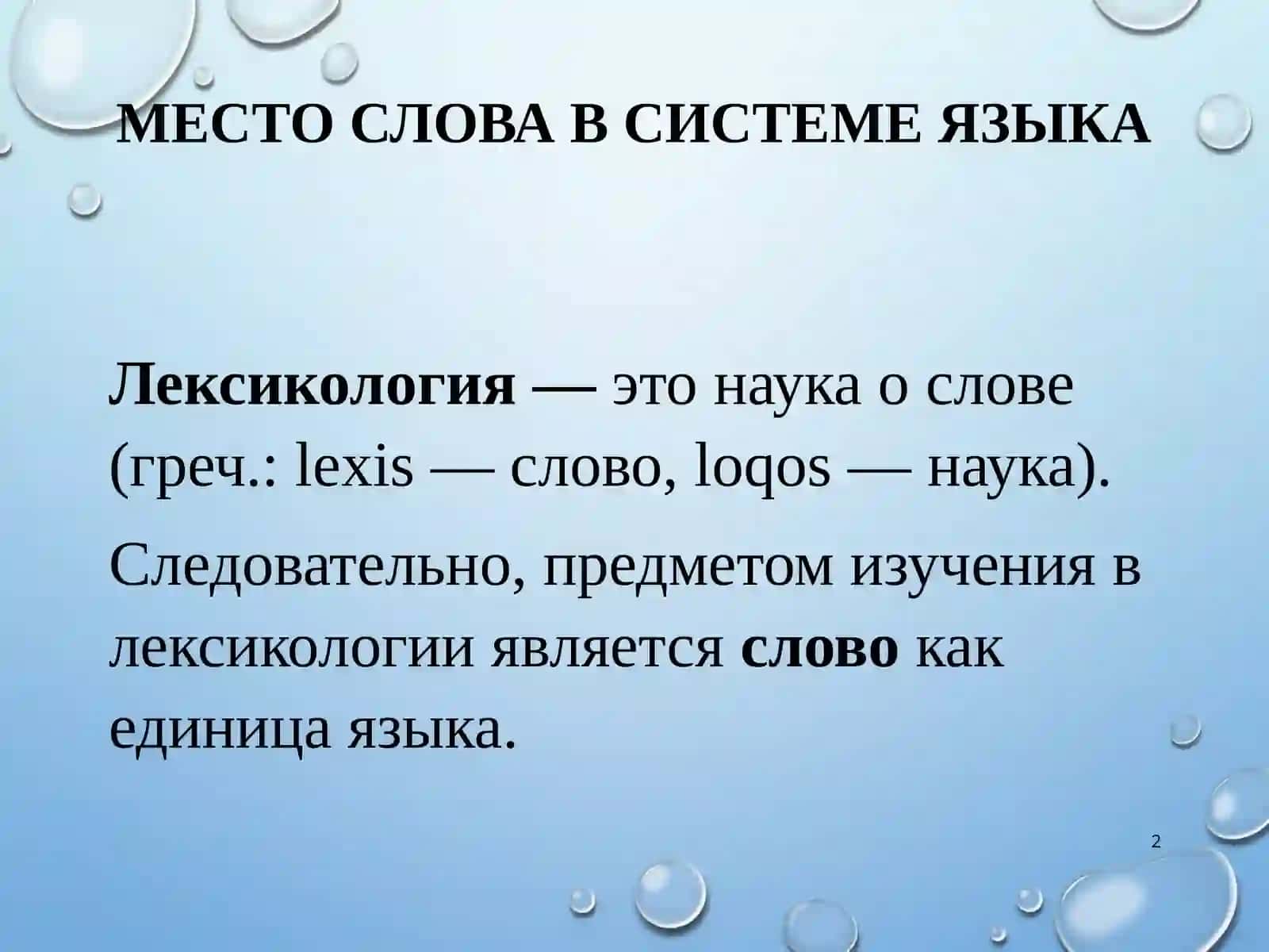 Слово как центральная единица лексической системы 2