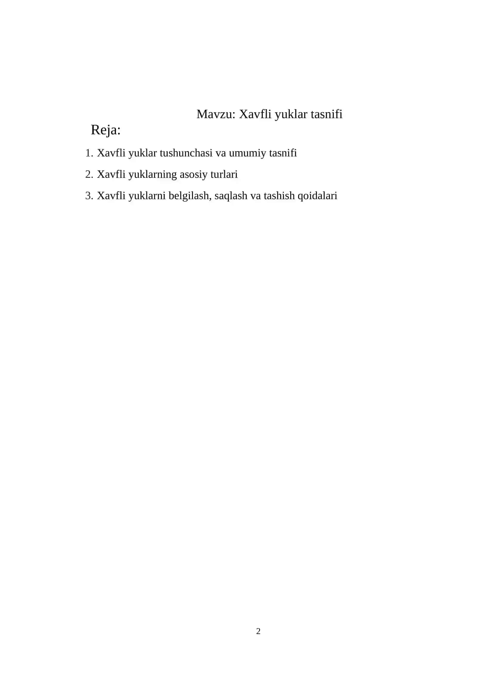 Xavfli yuklar tasnifi 2