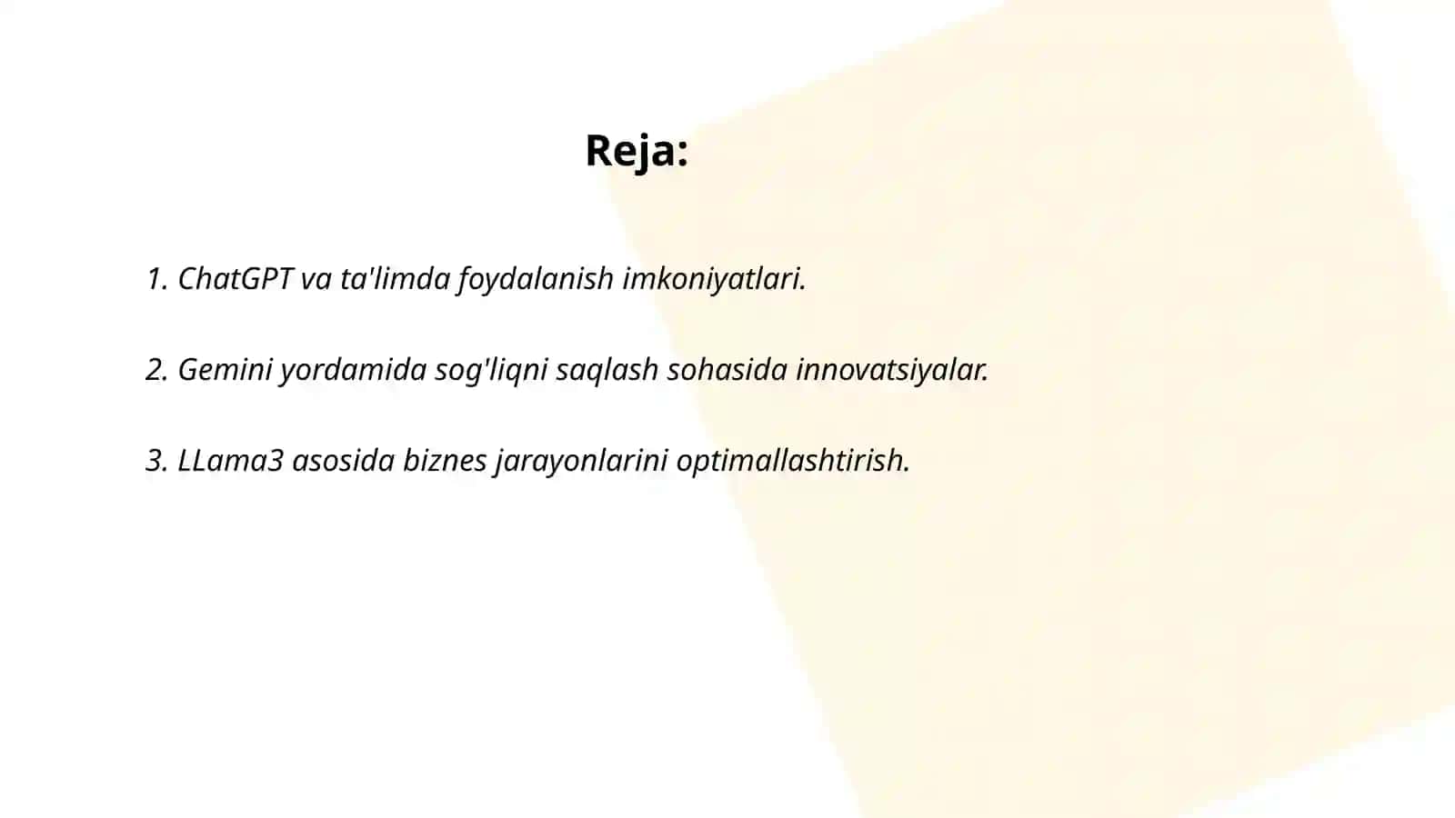 ChatGPT, Gemini,LLama3,Copilot generativ modellarini sohada qo'llash 2