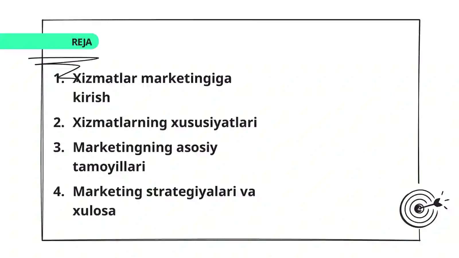 Xizmatlar marketingi va ularning xususiyatlari. 2