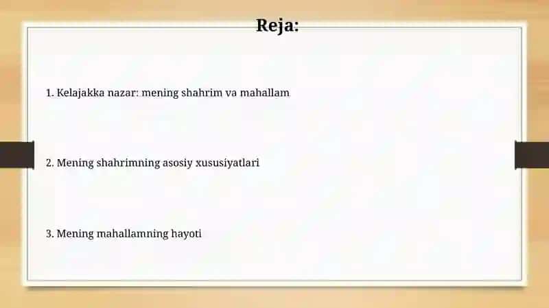 Kelajakdagi rejalar 2