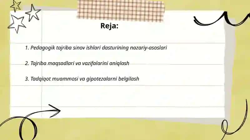 Pedagogik tajriba sinov ishlari dasturini ishlab chiqish metodikasi 2
