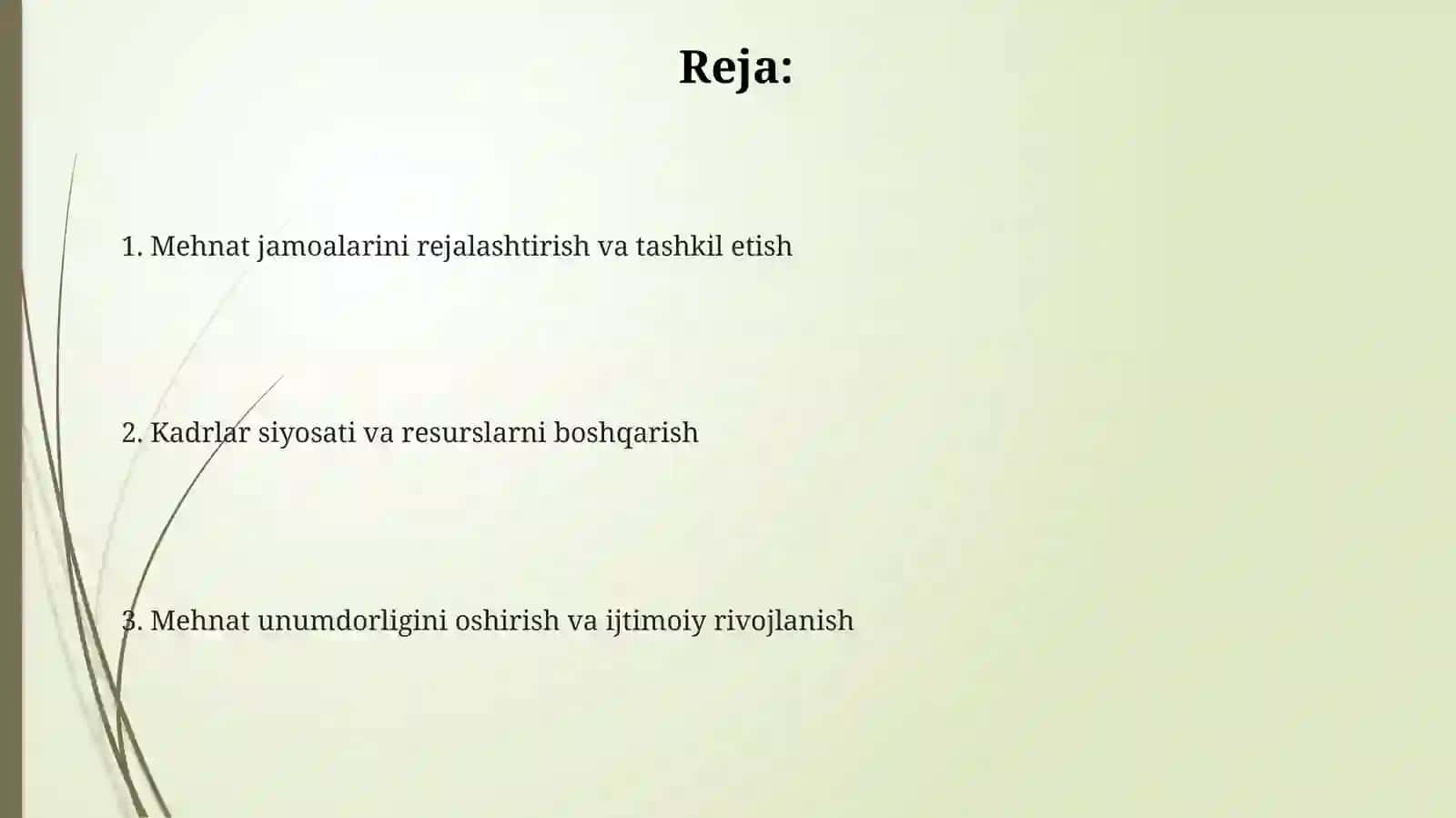 Mehnat jamoalarini rejalashtirish va boshqarish 2