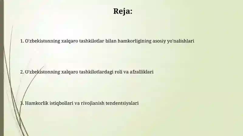 O'zbekistonning xalqaro tashkilotlar bilan hamkorlik aloqalari 2