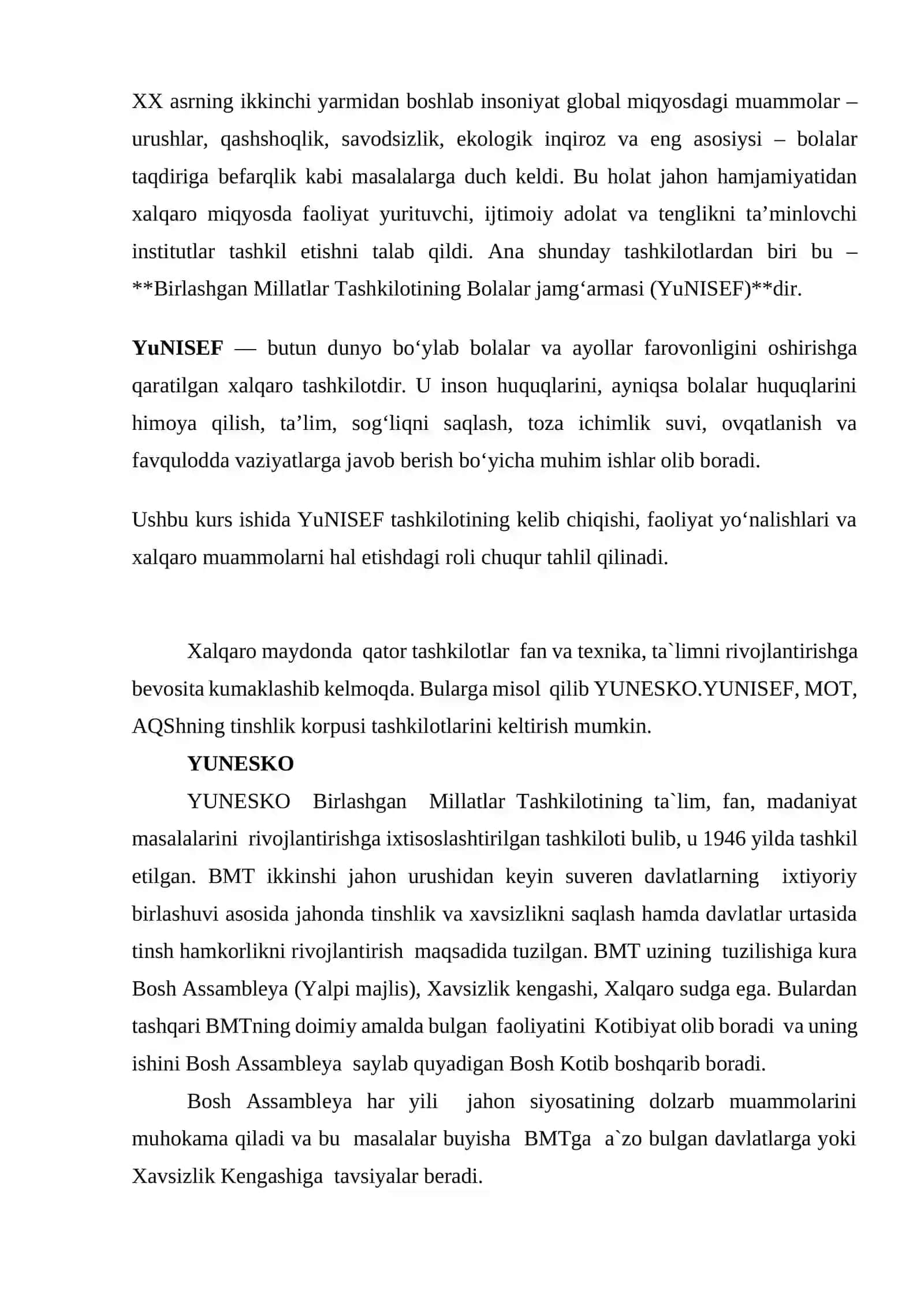 Birlashgan Millatlar Tashkilotining Bolalar jamg‘armasi (YuNISEF) 2