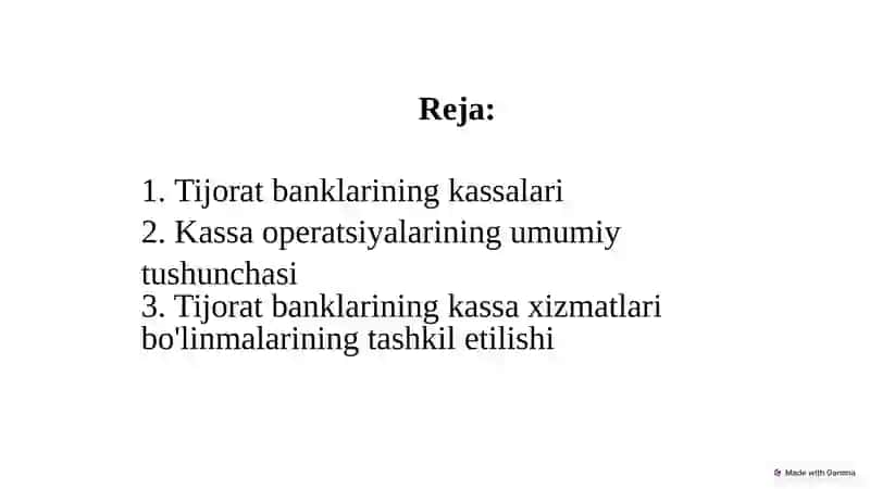 Tijorat banklarining kassalari va ularning turlari. 2