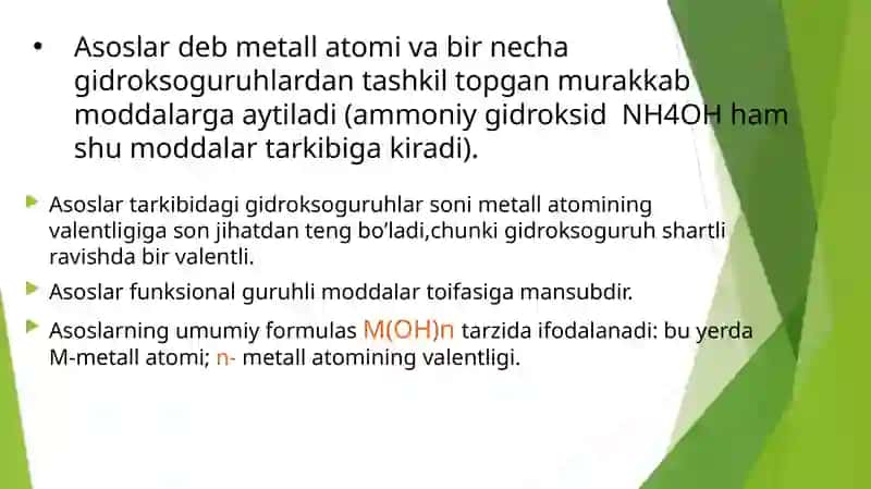 Asoslarnomlanishi.Asoslarningkimyoviy xossalari 2