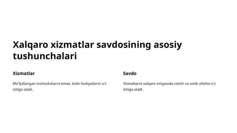 Xalqaro xizmatlar savdosi 2