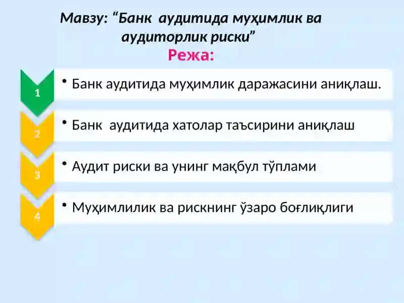Банкаудитида муҳимликдаражасини аниқлаш 2