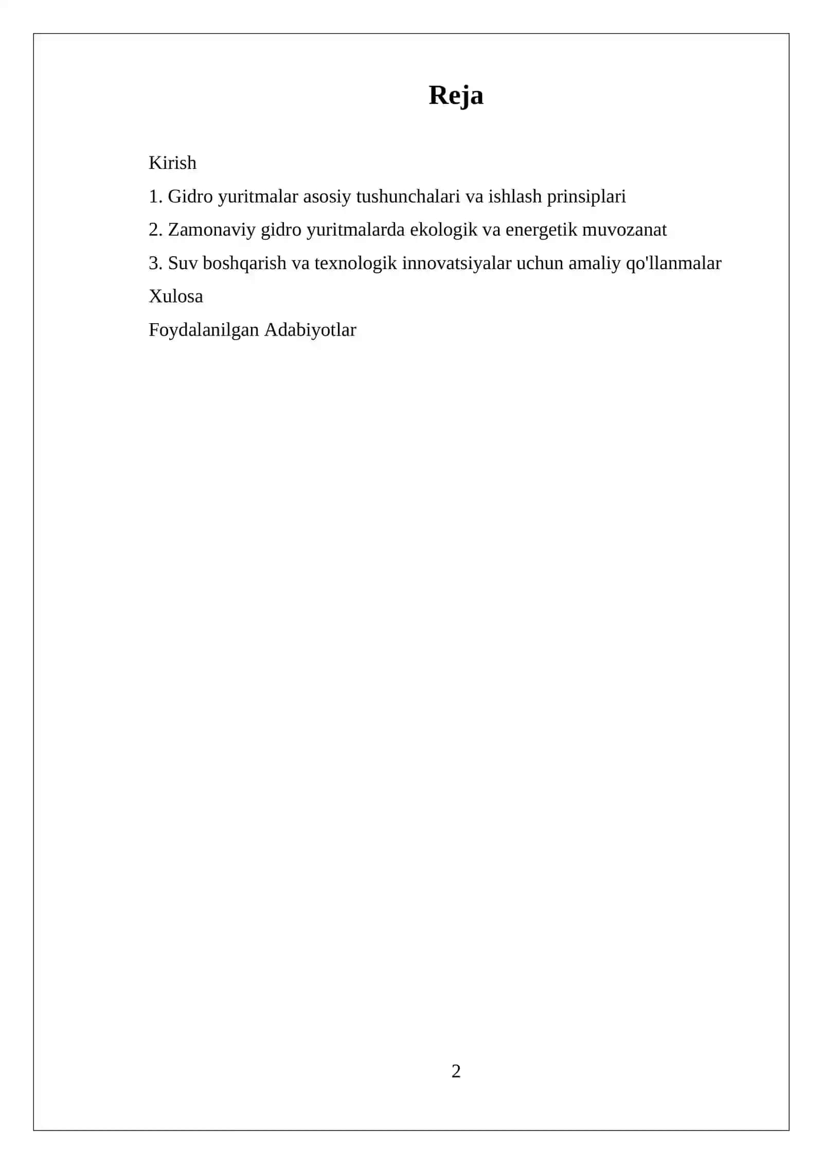 MUSTAQIL ISH GIDRO YURITMALAR 2