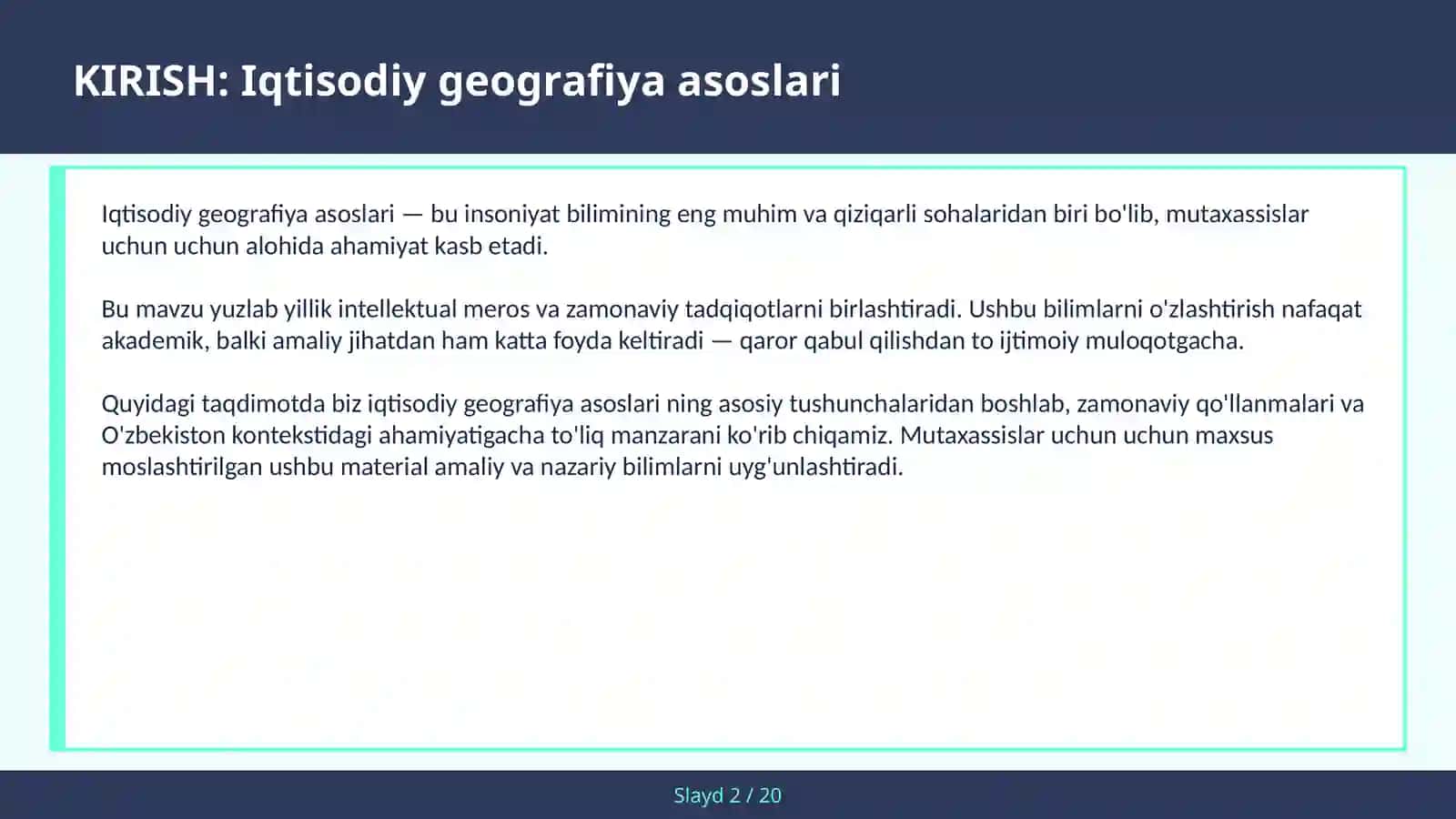 IQTISODIY GEOGRAFIYA ASOSLARI 2