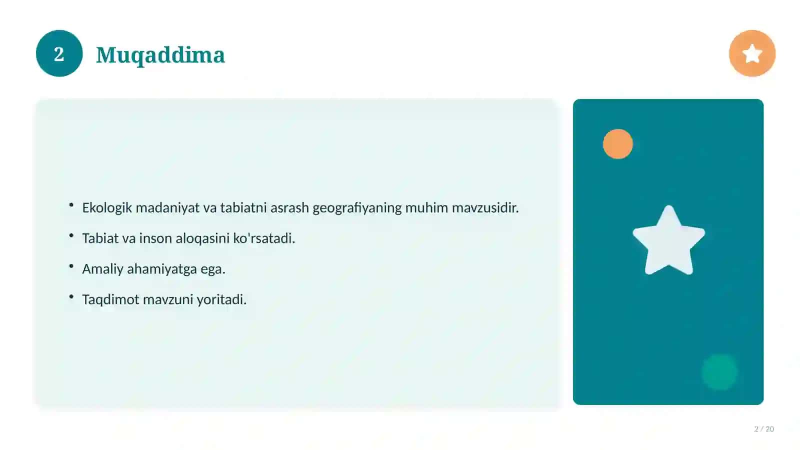 Ekologik madaniyat va tabiatni asrash 2