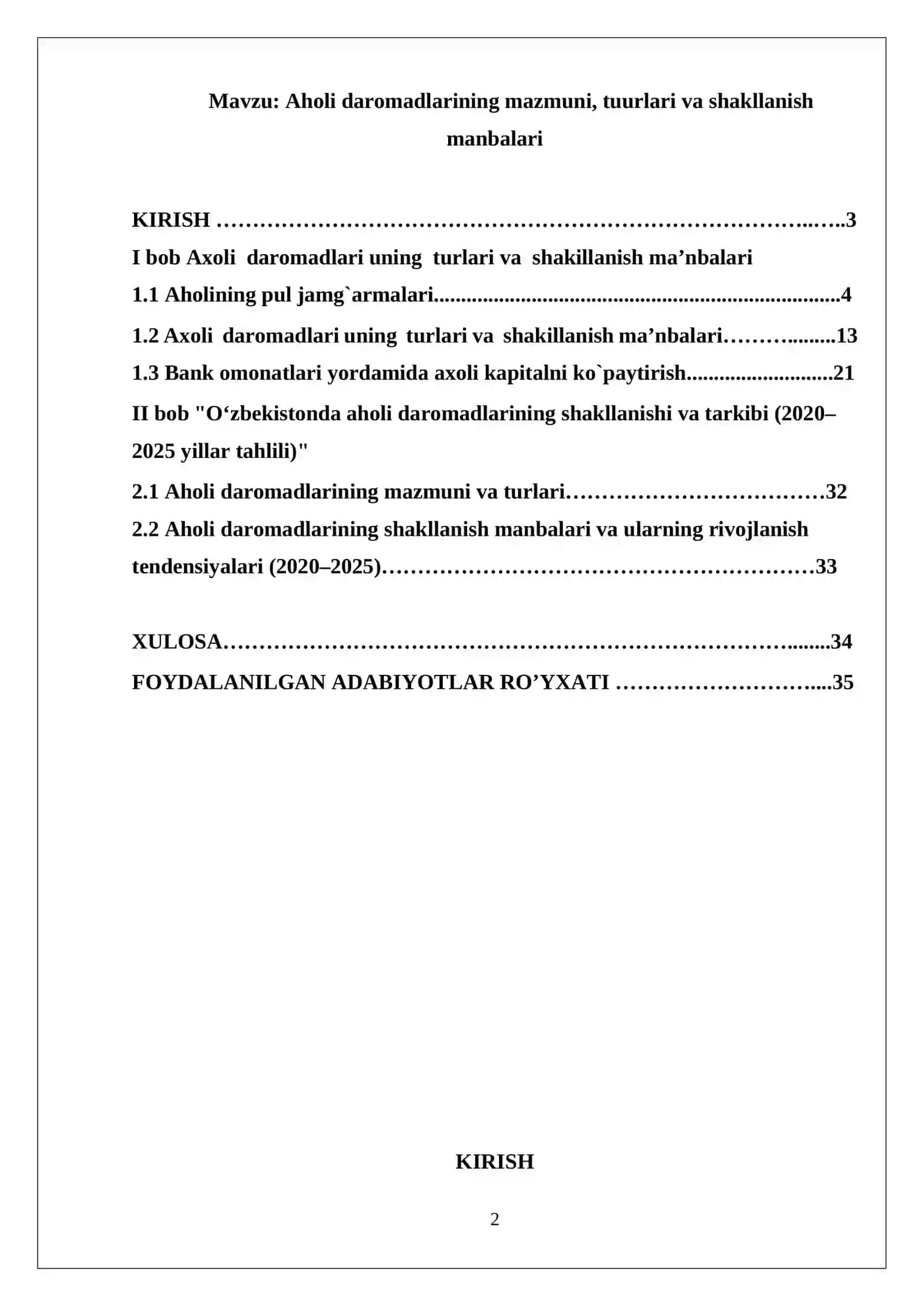 Aholi daromadlarining mazmuni, tuurlari va shakllanish manbalari 2
