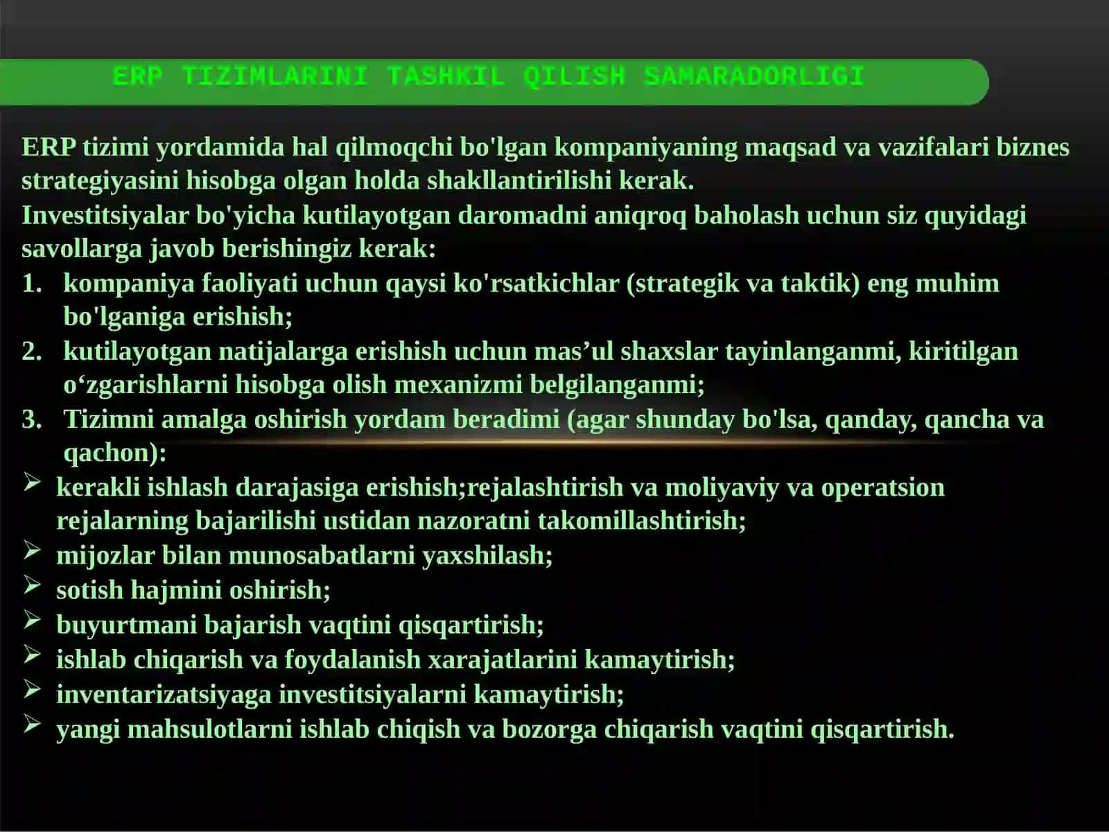 AXBOROT TIZIMLARI ARXITEKTURASI(ERPИCRM) 2