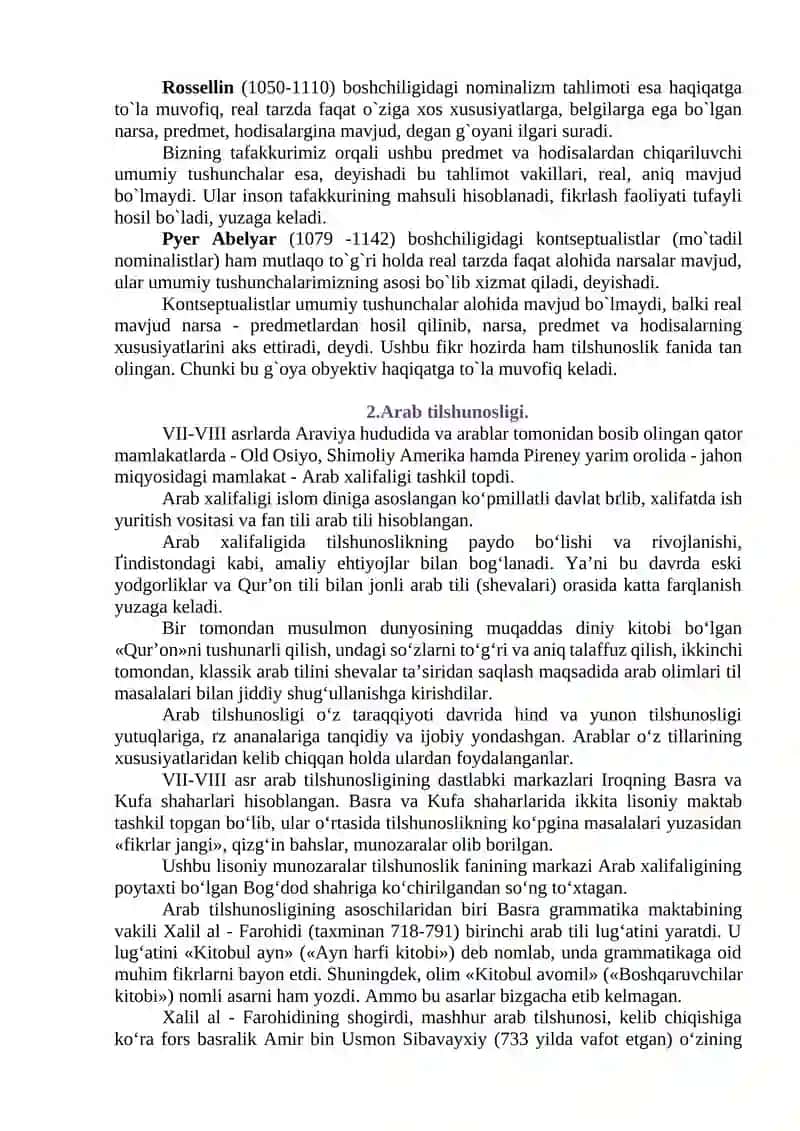 O‘rta Asrlarda Yevropa va Arab Tilshunosligi 2