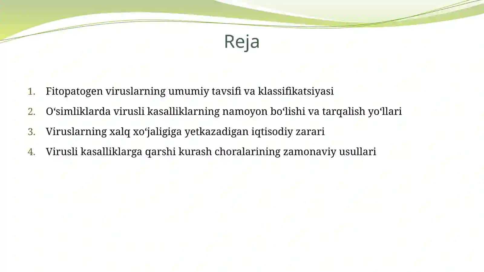 Fitopatogen viruslar va ularning xalq xo’jaligidagi ahamiyati 2