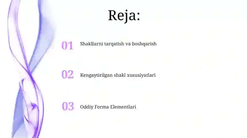 Kengaytirilgan shakl xususiyatlari 2