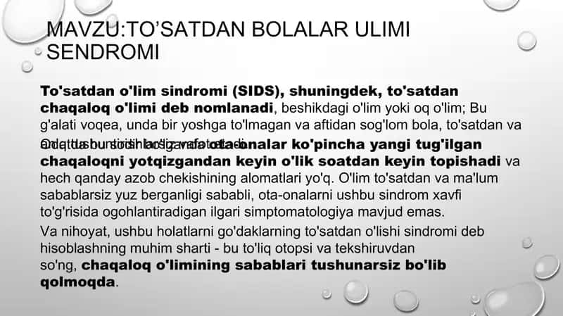 To'satdan Bolalar Ulimi Sendromi 2