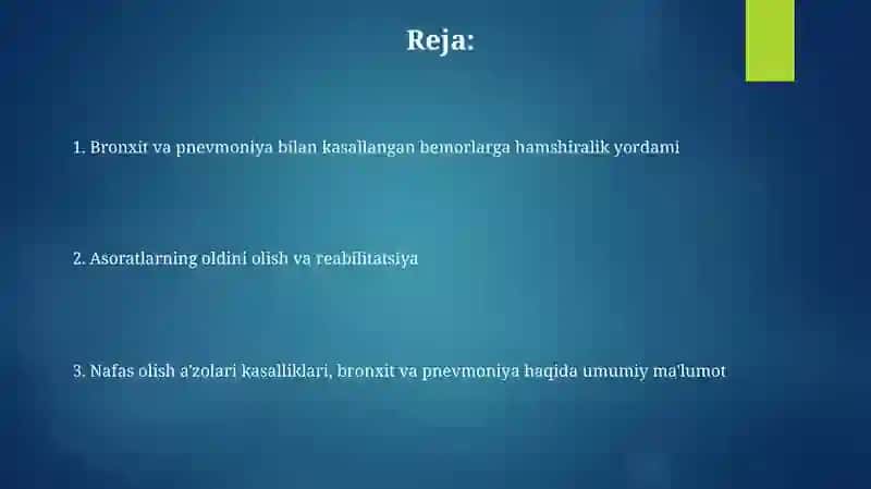 Nafas olish a'zolari kasalliklari bronxit va zotiljam hamshiralik ishi 2