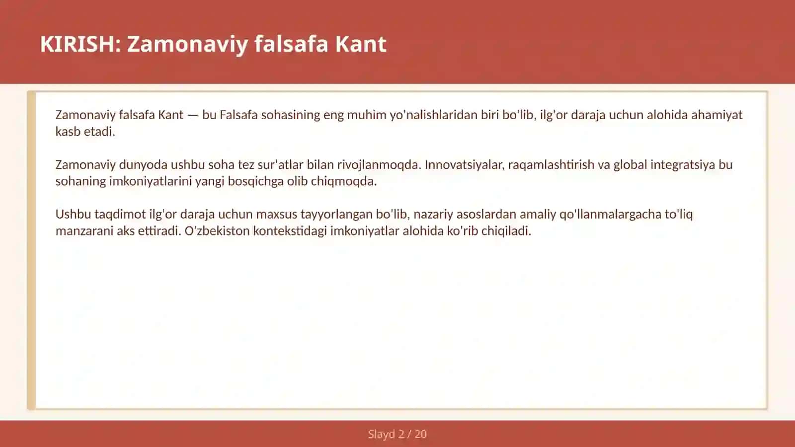 Zamonaviy falsafa Kant 2