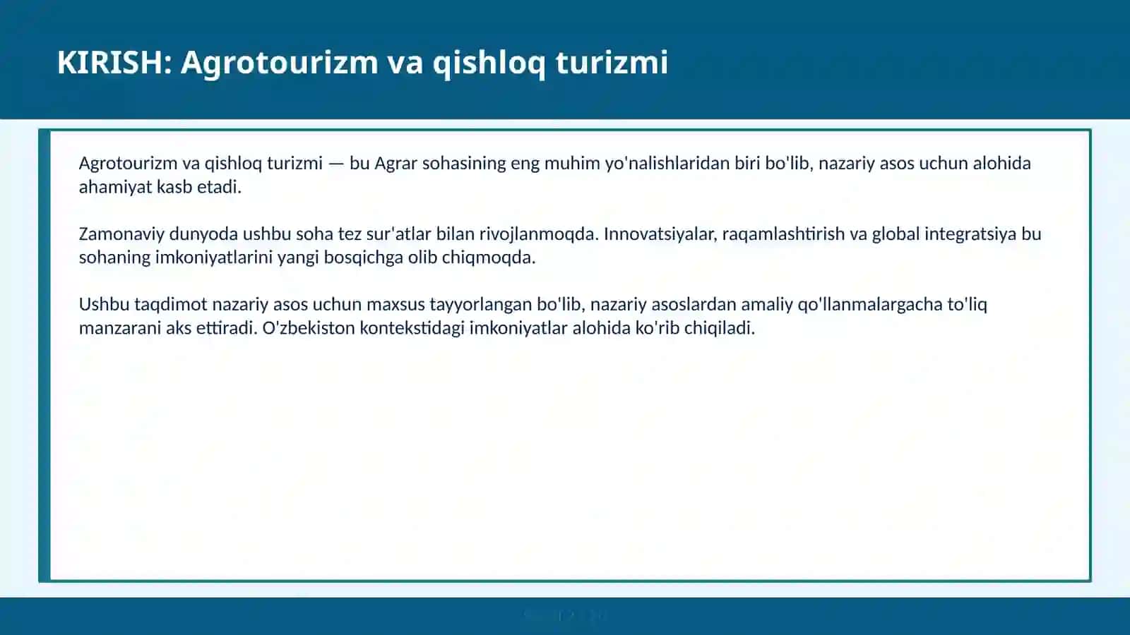 Agrotourizm va qishloq turizmi 2