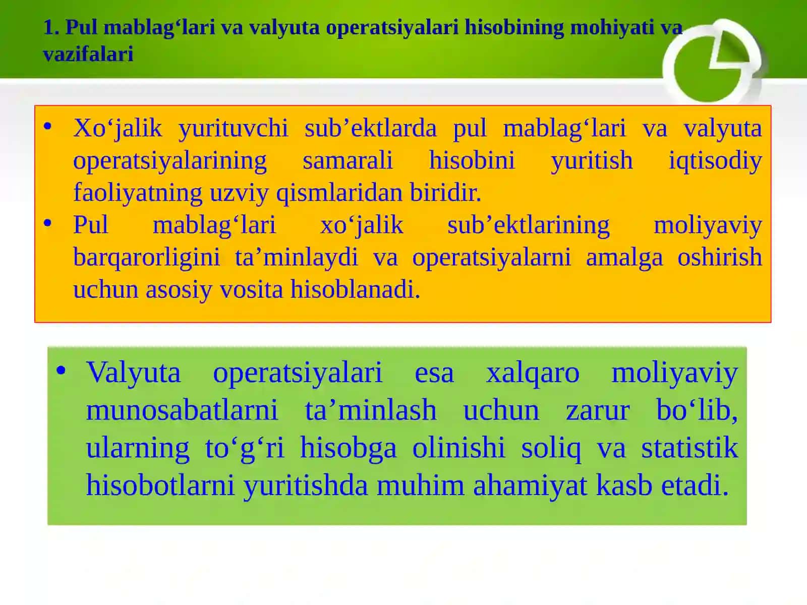 Pul mablag’lari va valyuta operatsiyalari hisobi 2