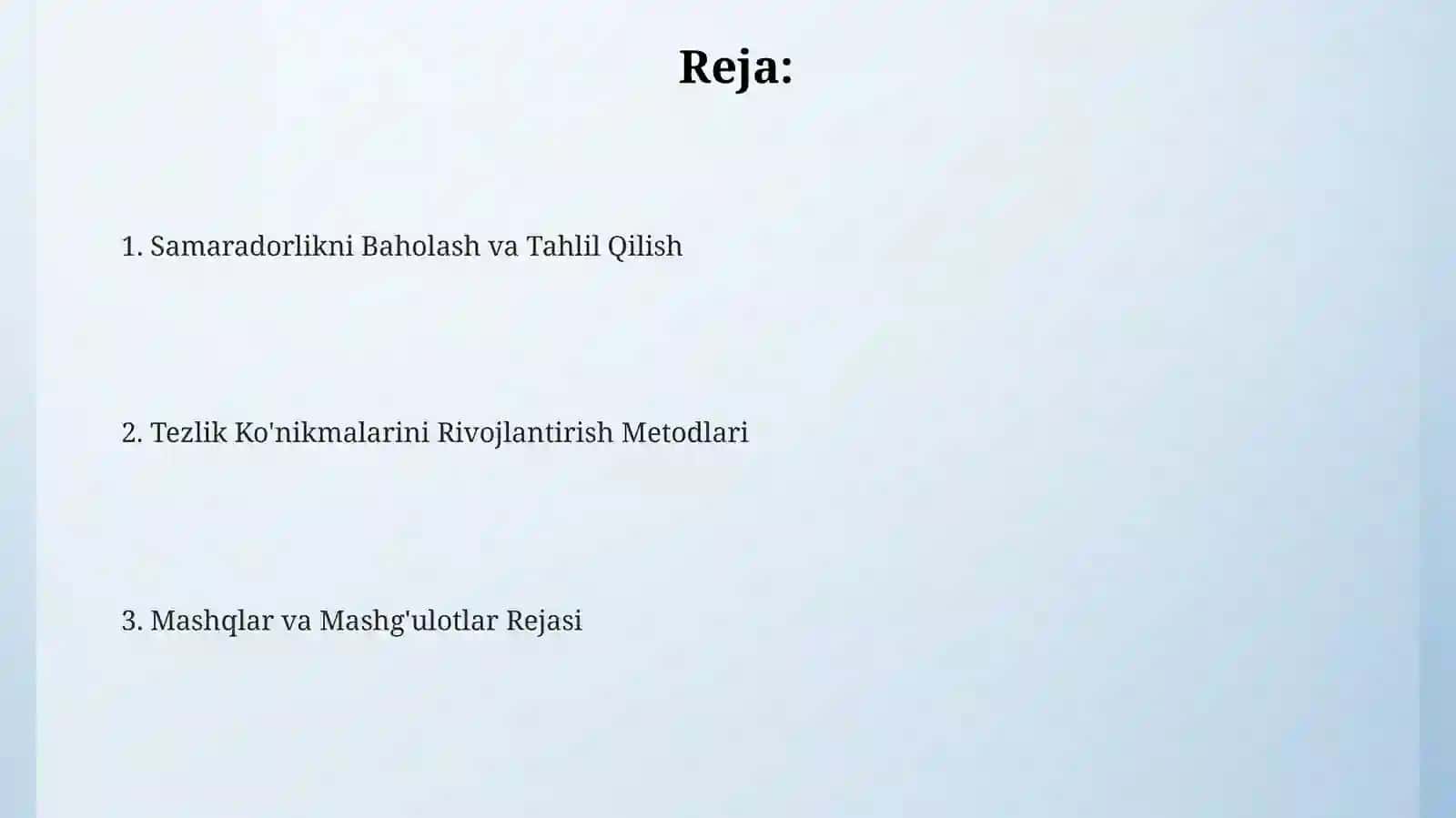 Tezkorlik qobiliyatini tarbiyalash metodikasi 2