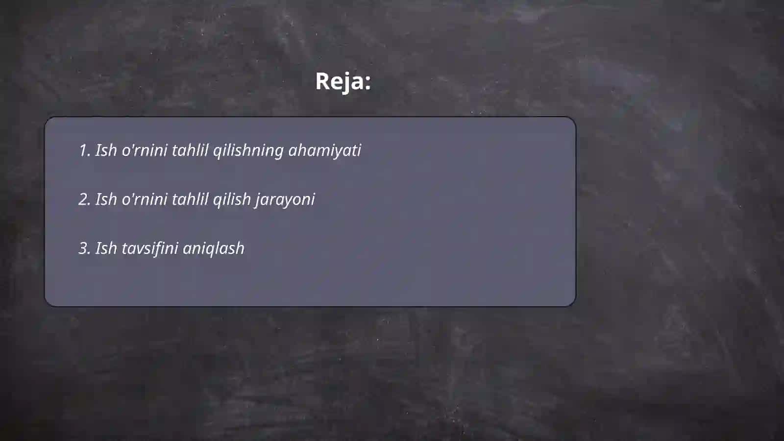 Ish o'rnini tahlil qilish metodlari 2
