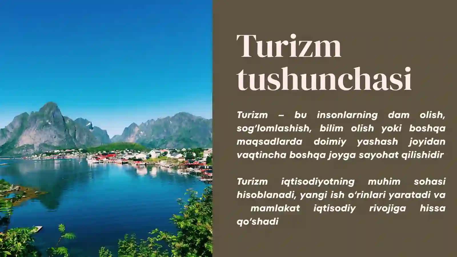 Turizm sohasining tasniflanishi va turlari 2