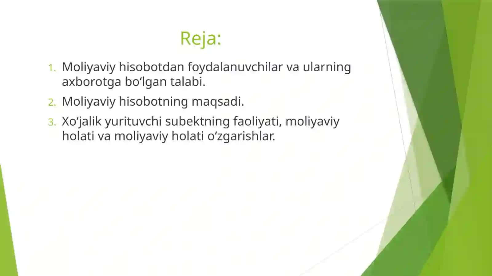 Moliyaviy hisobotdan foydalanuvchilar va ularning axborotgaboʻlgantalabi 2