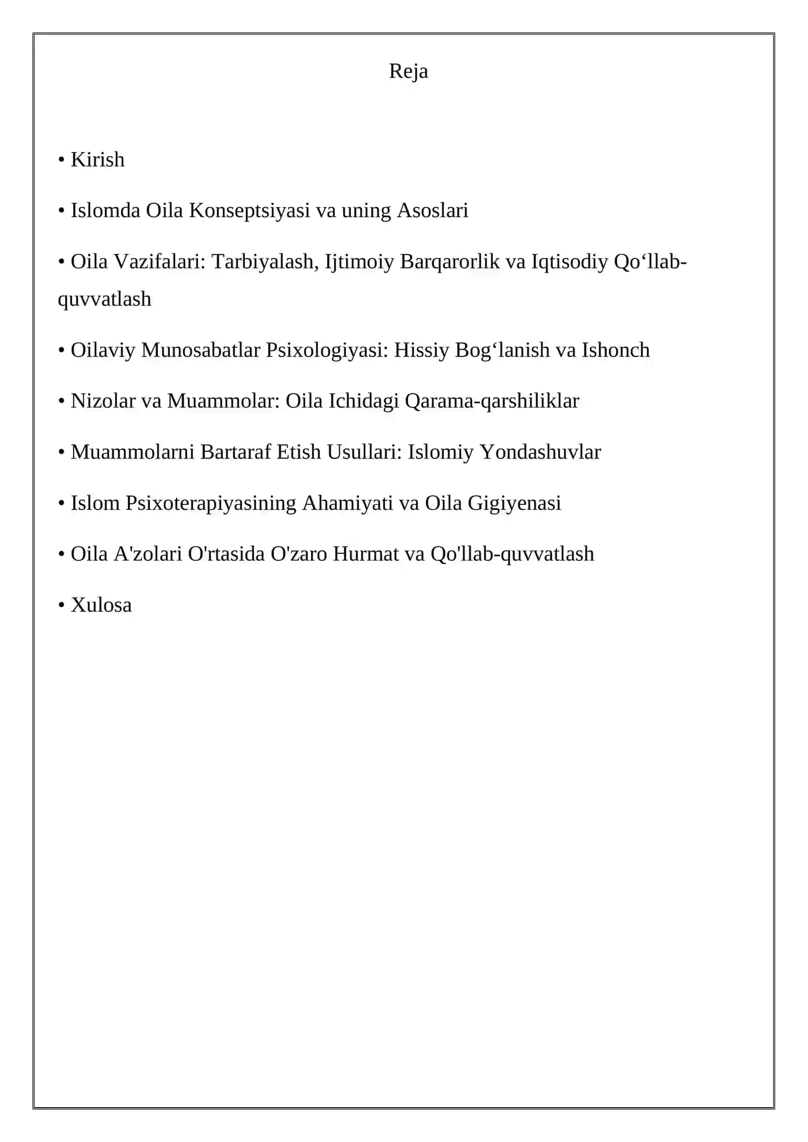 Islomda oilaviy munosabatlar masalalari 2