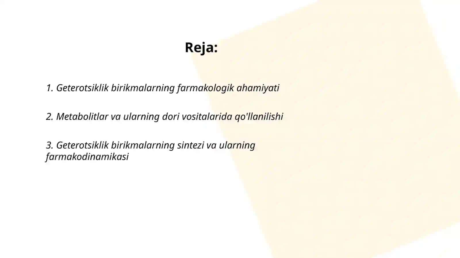 Geteroxalqali birikmalar metabolitlar va dorivor vositalar sifatida 2