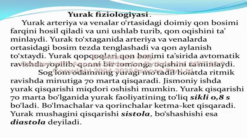 Yurak fiziologiyasi 2