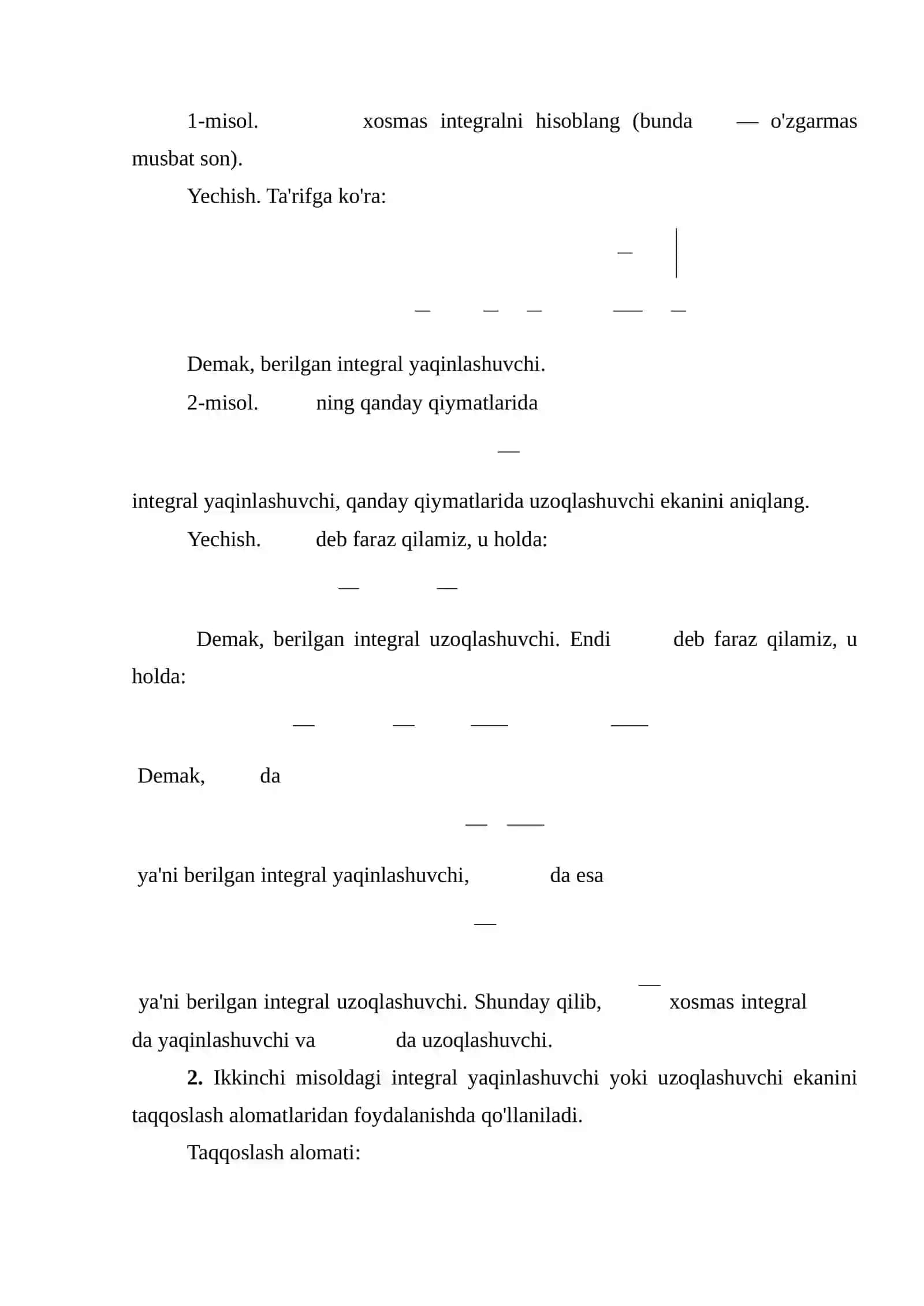 Xosmas integrallar 2