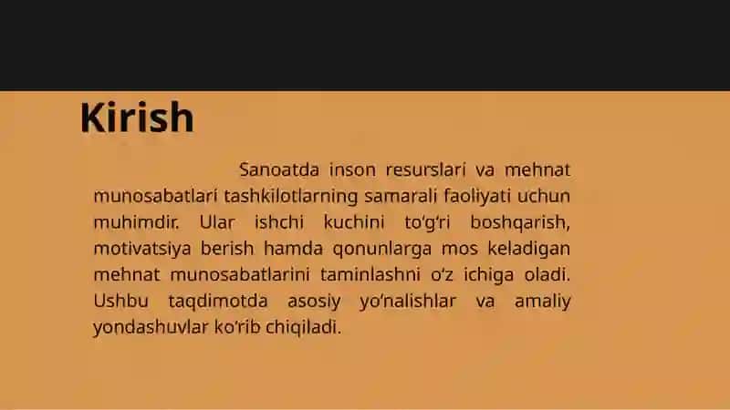 Sanoatdagi inson resurslari va mehnat munosabatlari 2