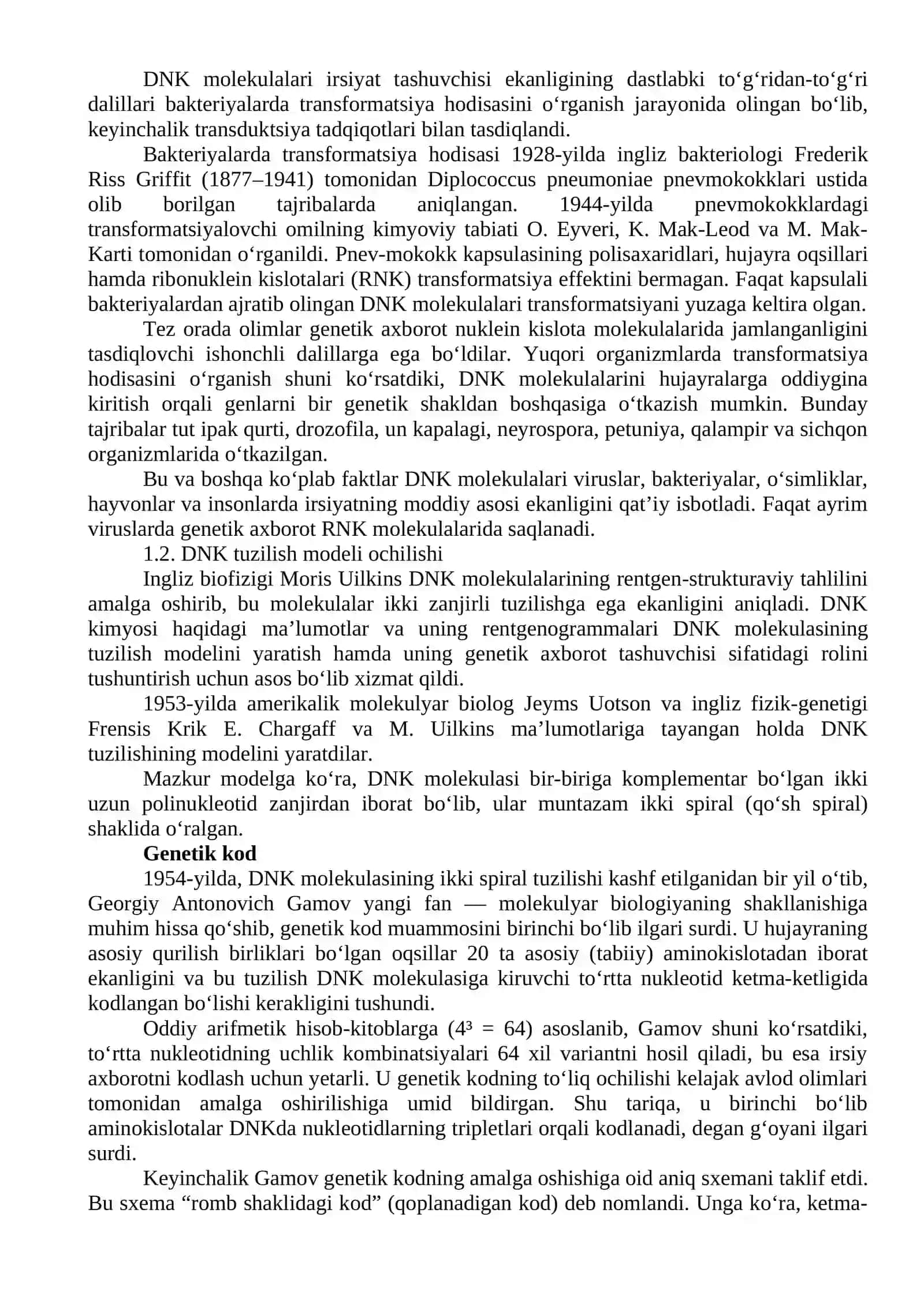 Molekulyar genetikaning predmeti va rivojlanish tarixi 2