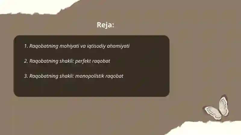 Raqobatning mohiyati shakllari va usullari 2