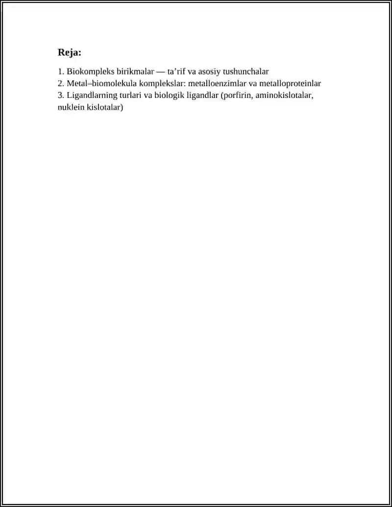 BIOKOMPLEKS BIRIKMALAR.KOMPLEKSONOMETRIYA 2