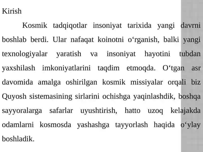 Kosmiktadqiqotlar va insoniyat kelajagi 2