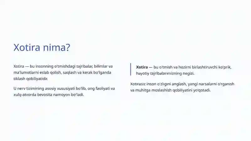 Xotira Turlari 2