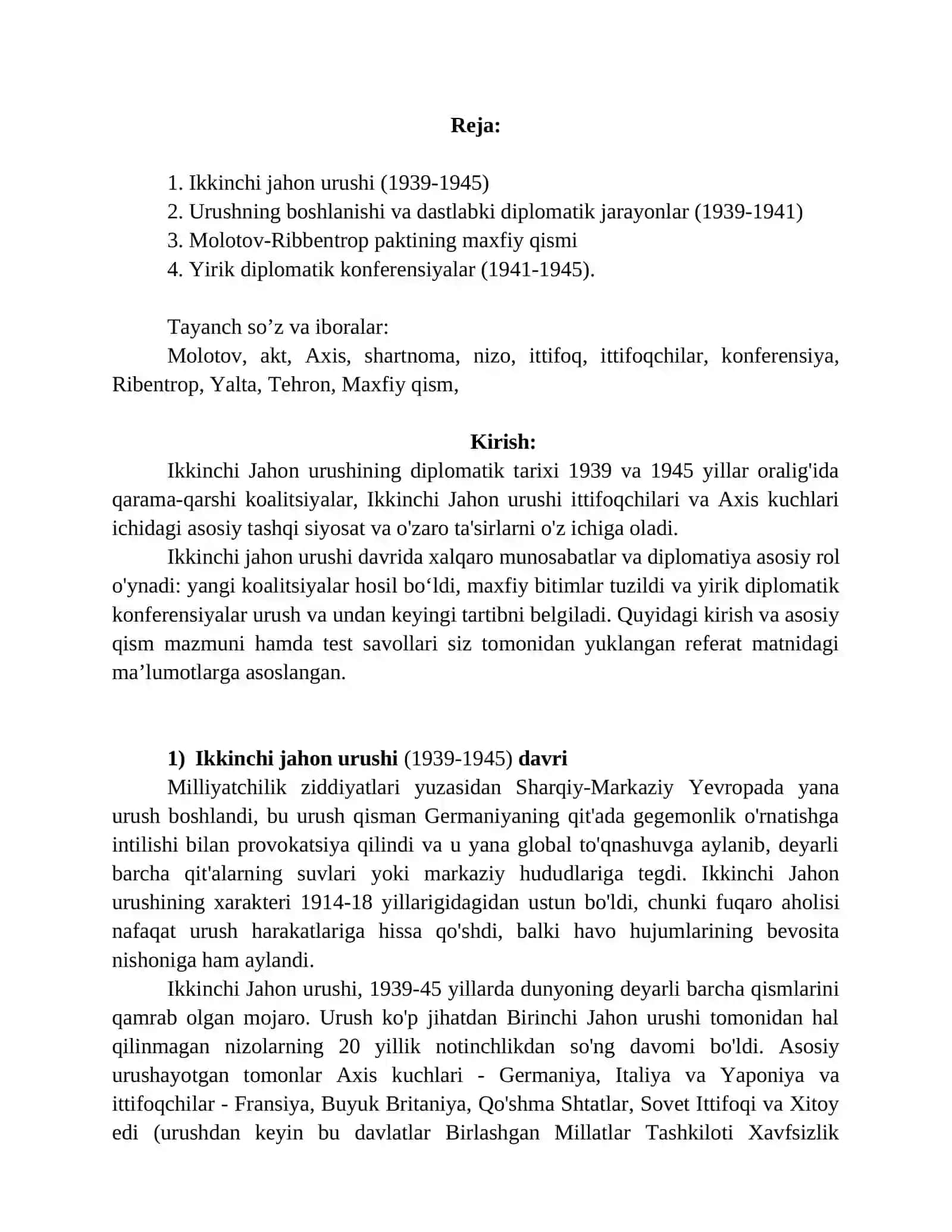 Ikkinchi jahon urushi davrida xalqaro munosabatlar va diplomatiya (1939–1945). 2