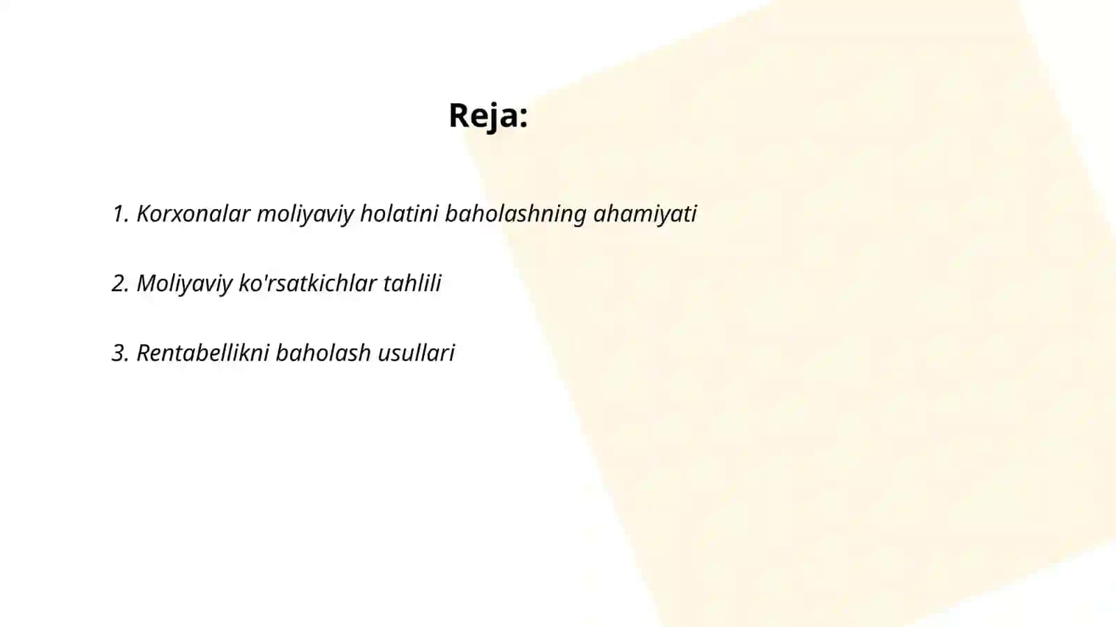 Korxonalar moliyaviy holatini reyting baholash va tahlil qilish 2