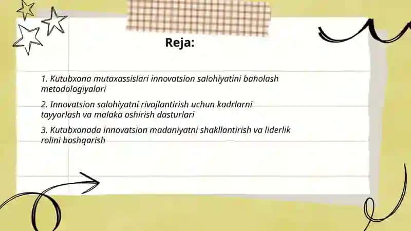 Kutubxona mutaxasislarining inavatsion salohiyatini boshqarish 2