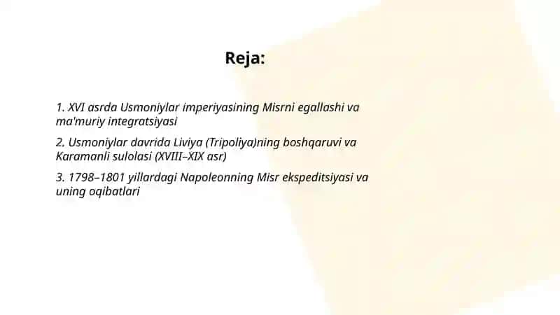 XVI-XIX asrlarda Misr va Liviya 2