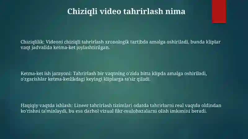 Video Tahrirlash (Chiziqli Vidyomantaj) 2